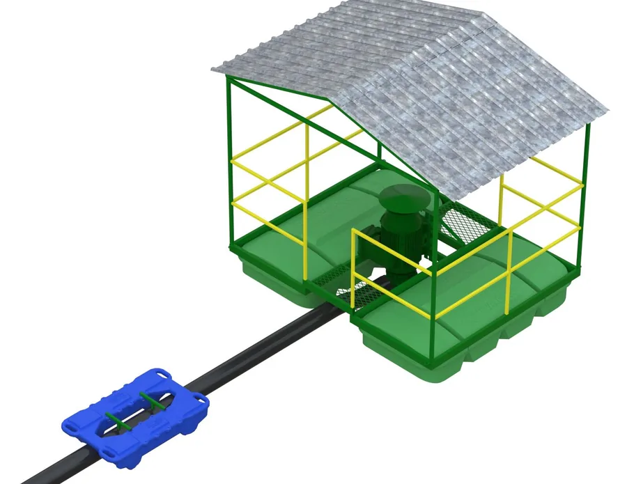 Flutuante para bomba monobloco de 40 a 100 CV com corrimão e telhado